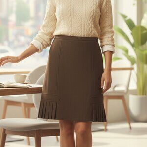 Vintage Y2K Studio M Brown Pleated Lined Mini Skirt Sz 14 – Preppy Academia Nord